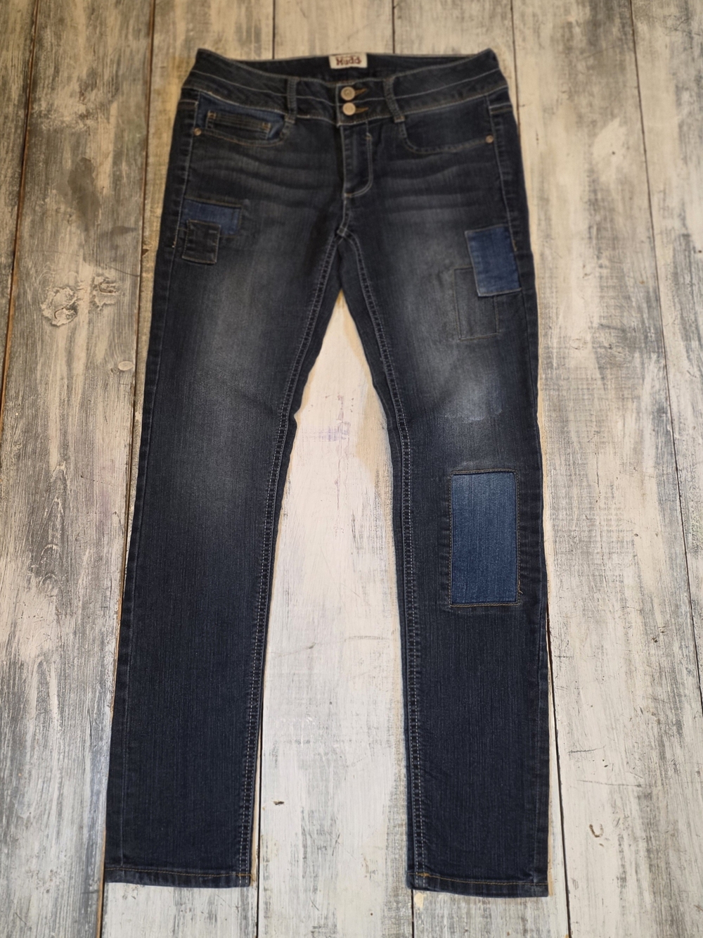 Mudd Women's Dark Blue Patchwork Straight Leg Jeans sz 5